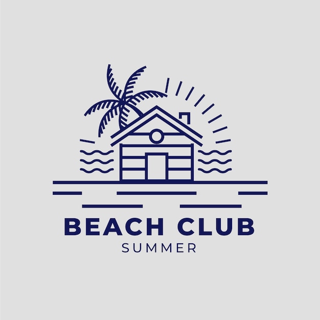 Vettore modello di logo del beach club design piatto