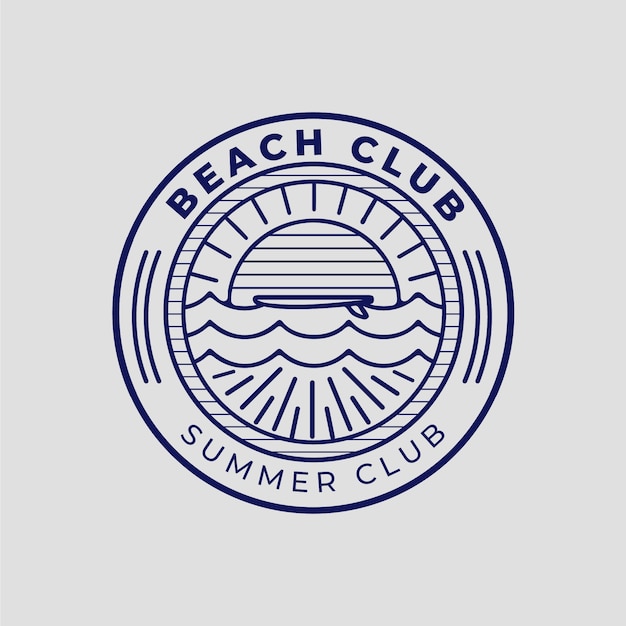 Vettore modello di logo del beach club design piatto