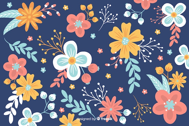 Flat design of beautiful floral background