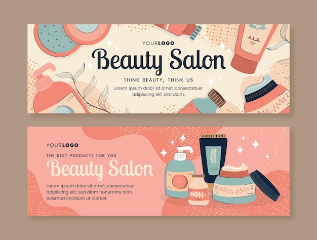 Flat design beauty salon banner