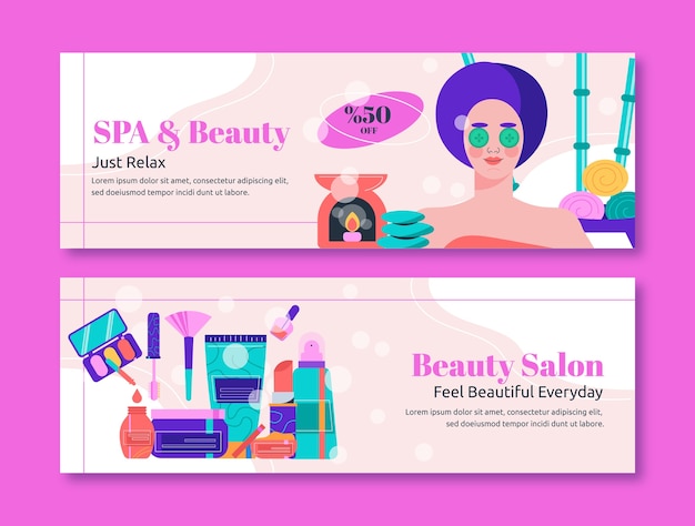 Flat design beauty salon banners template