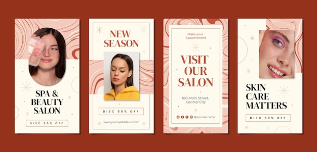 Vector flat design beauty salon instagram stories