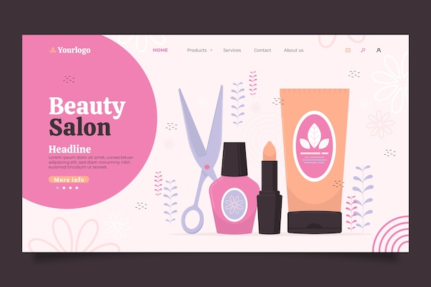 Vector flat design beauty salon landing page