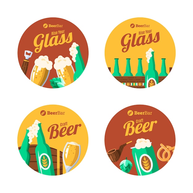 Flat design beer bar coaster template
