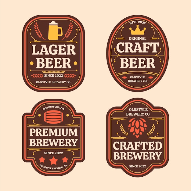 Vector flat design beer label collection