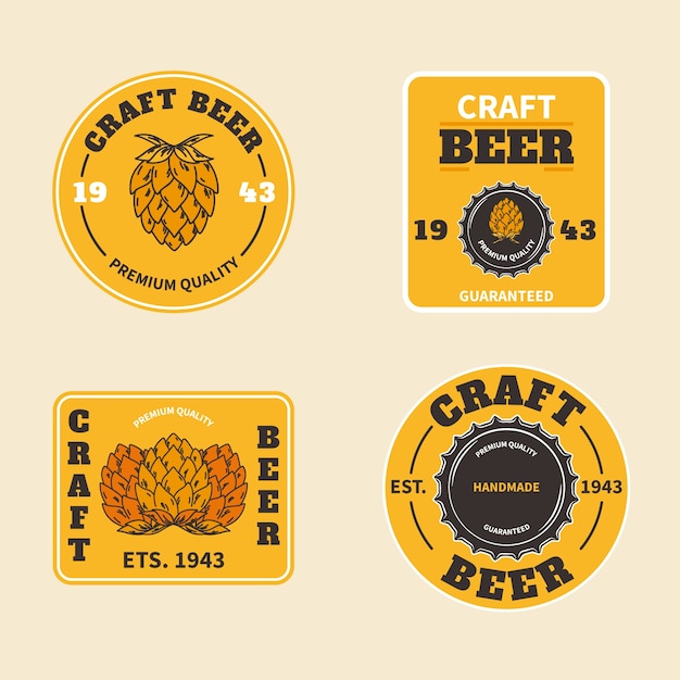 Vector flat design beer labels design