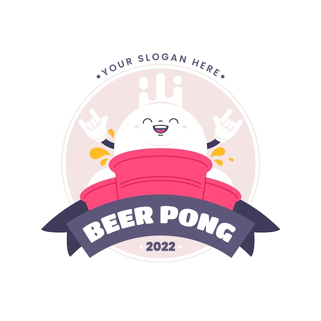 Vettore design piatto del logo della birra pong