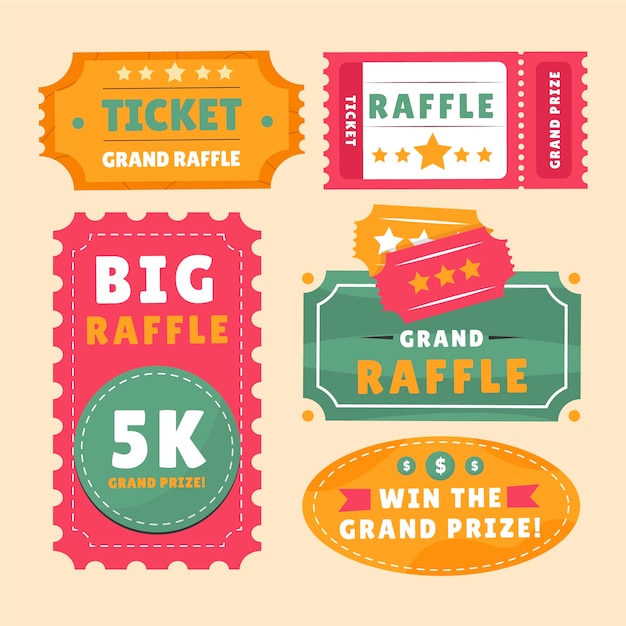 Vector flat design big raffle label collection