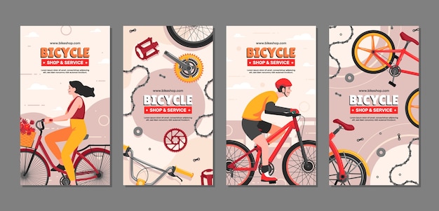 Flat design bike shop  instagram stories