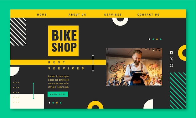 Vector flat design bike shop template