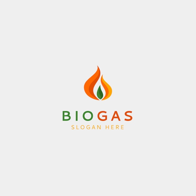 Вектор Шаблон логотипа биогаза в плоском дизайне