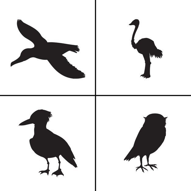 FLAT DESIGN BIRD SILHOUETTE SET