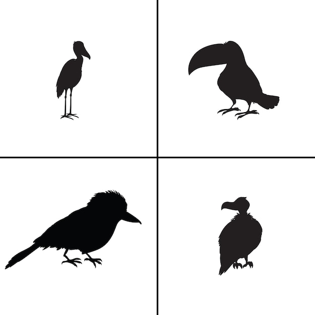 FLAT DESIGN BIRD SILHOUETTE SET