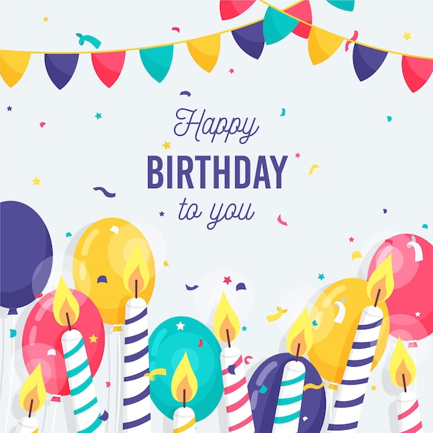 Vector flat design birthday background