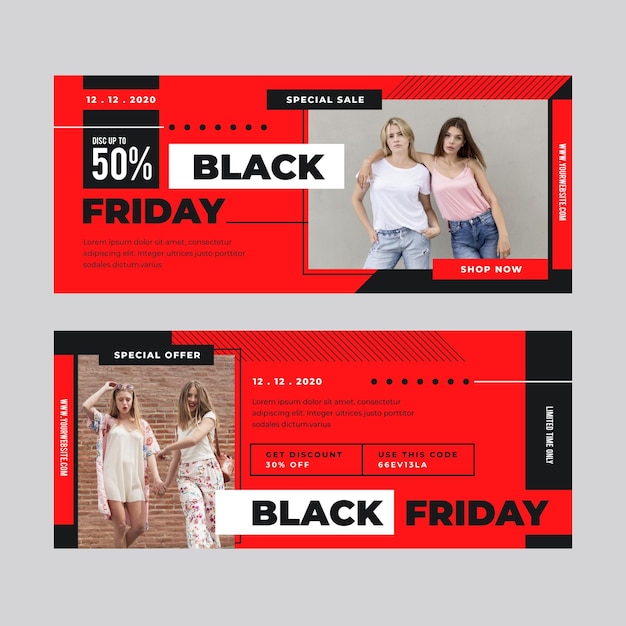 Flat design black friday banners template