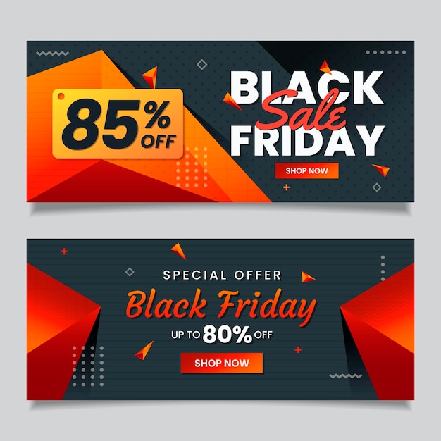 Flat design black friday banners template