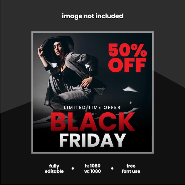 Flat Design Black Friday Instagram post EPS Vector