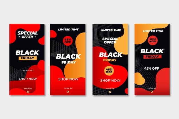 Flat design black friday instagram stories collection