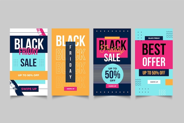 Flat design black friday instagram stories