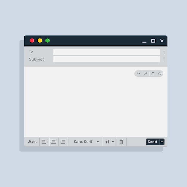 Modello di posta elettronica vuoto design piatto