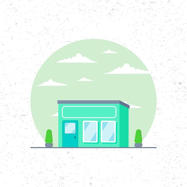 Flat design boarding house illustration front view of the building isolated