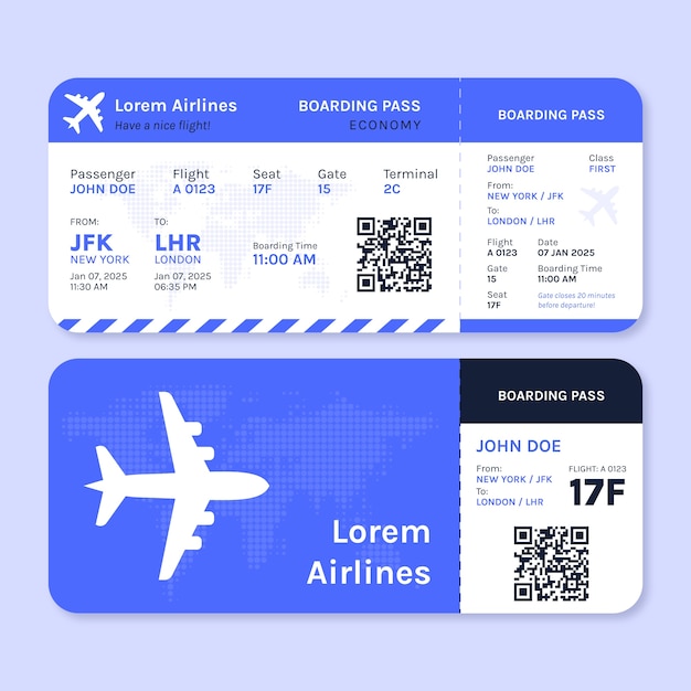 Vector flat design boarding pass template