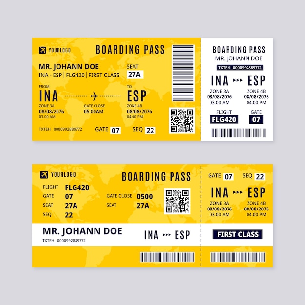 Vector flat design boarding pass template