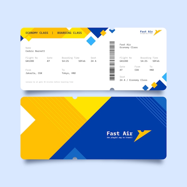 Vector flat design boarding pass template