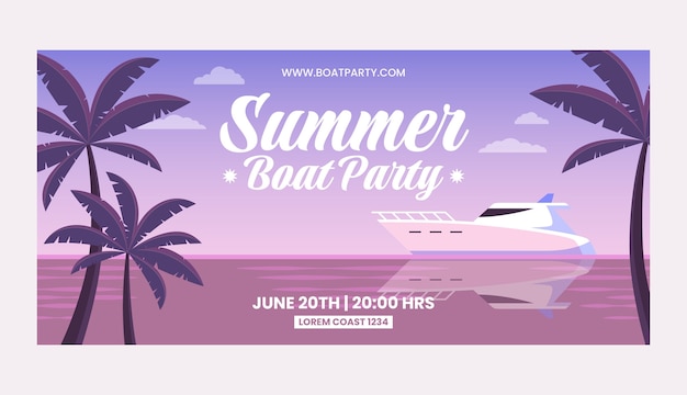 Vector flat design boat party horizontal banner