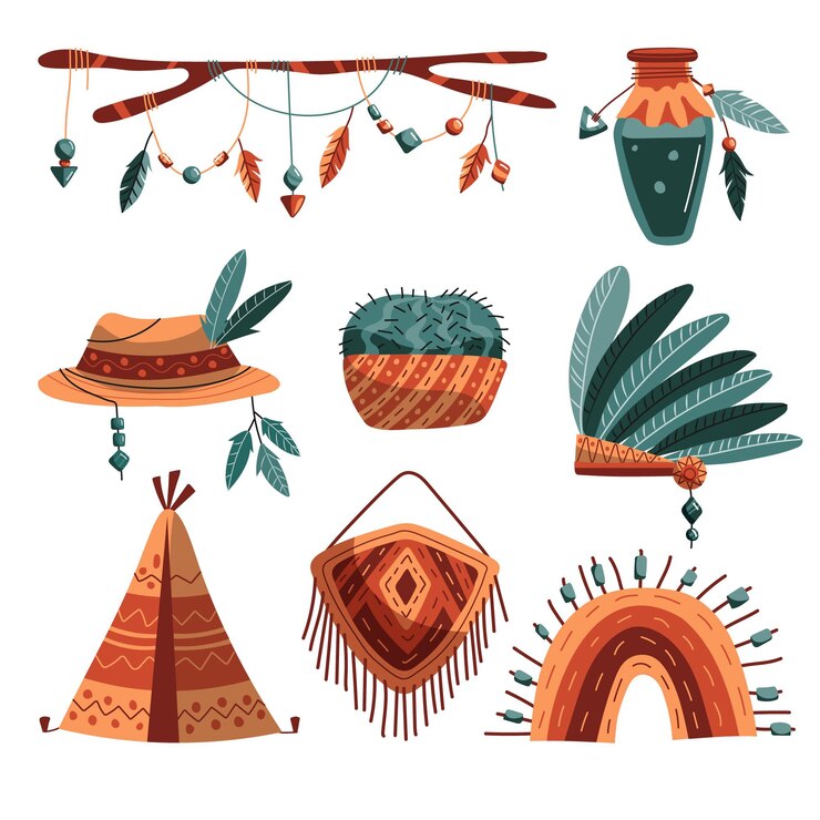 Vector flat design boho element collection