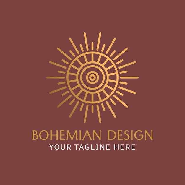 Vector flat design boho sun logo