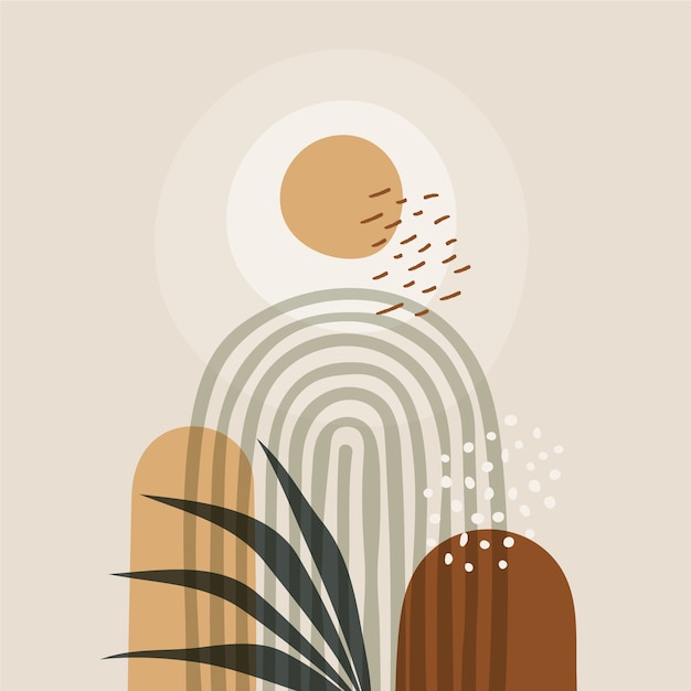 Flat design boho wall art illustration