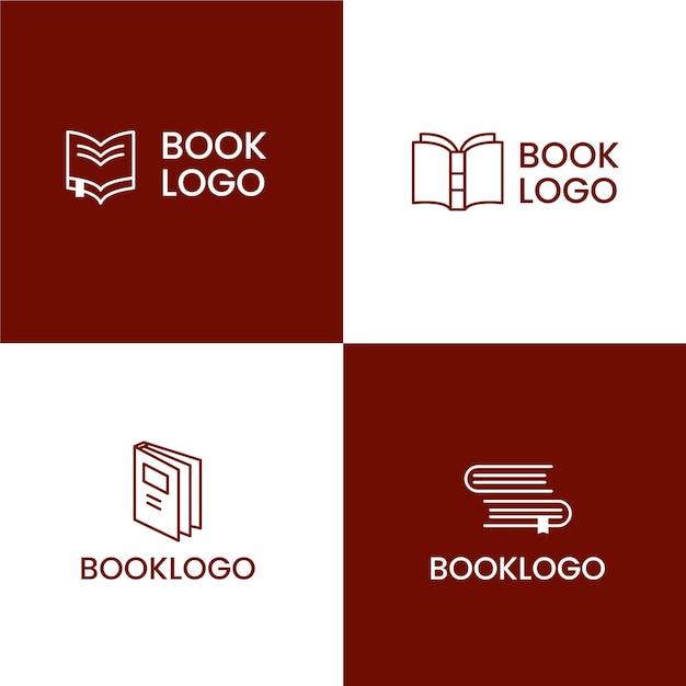 Vector flat design book logo set