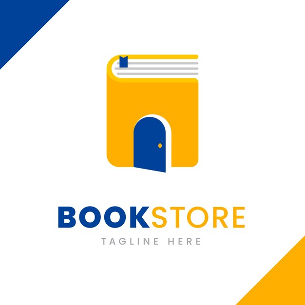 Flat design bookstore logo template