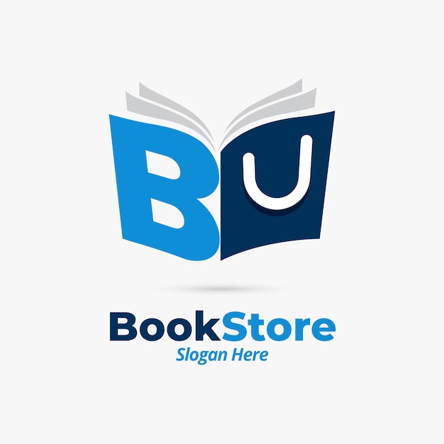 Flat design bookstore logo template