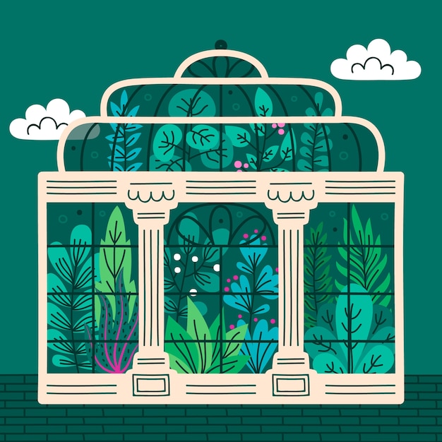 Flat design botanical garden illustration