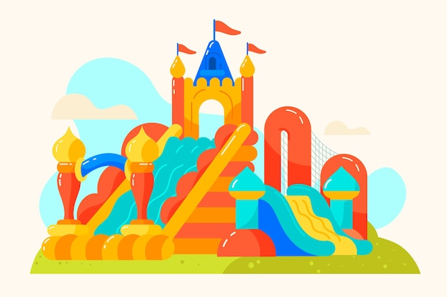 Flat design bounce house illustration