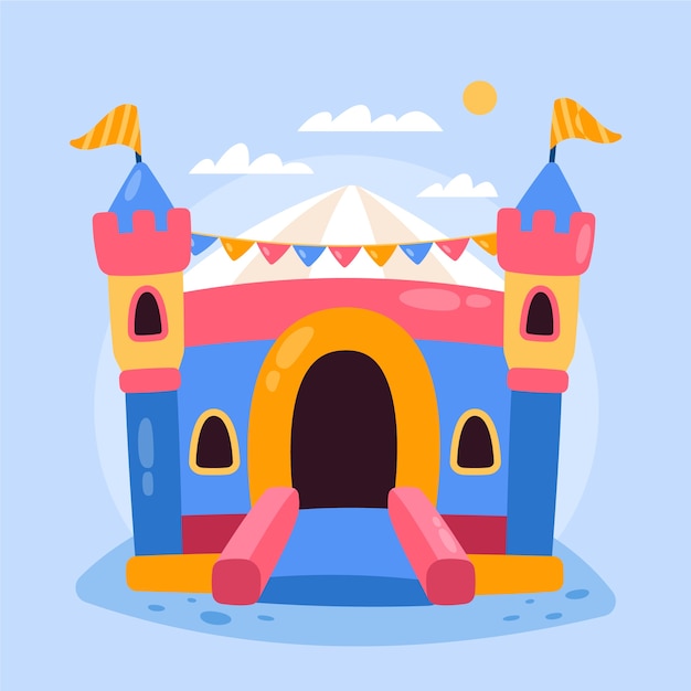 Flat design bounce house illustration