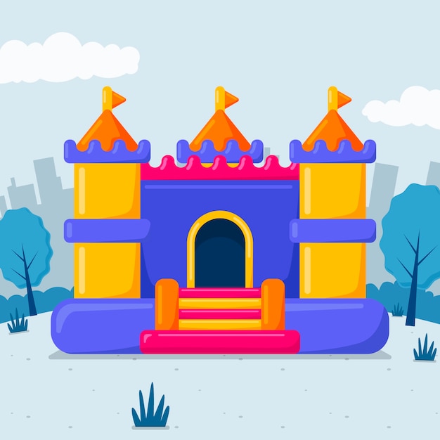 Flat design bounce house logo