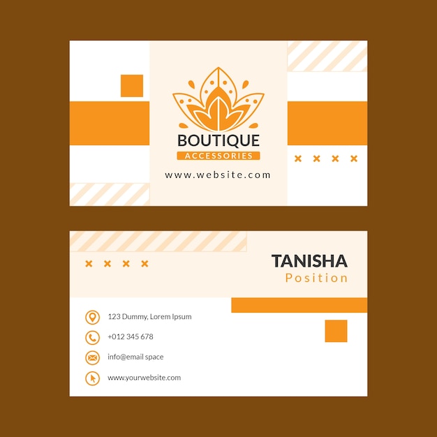 Vector flat design boutique horizontal business card