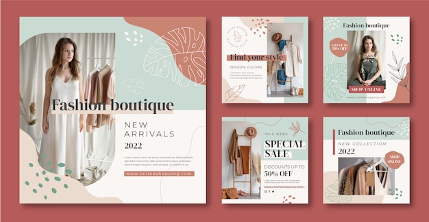 Vector flat design boutique instagram posts