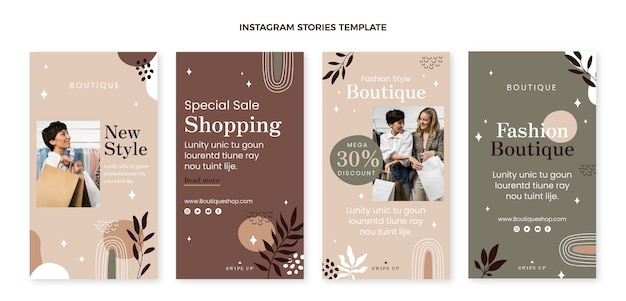 Flat design boutique instagram stories template