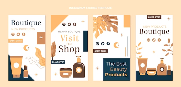 Vector flat design boutique instagram stories