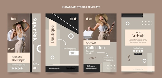 Storie di instagram boutique di design piatto