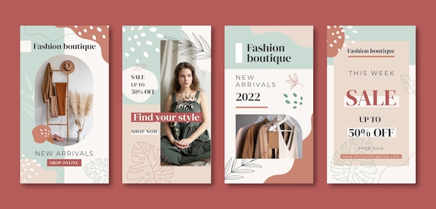 Vector flat design boutique instagram stories