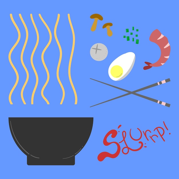 Vector flat design bowl of noodles