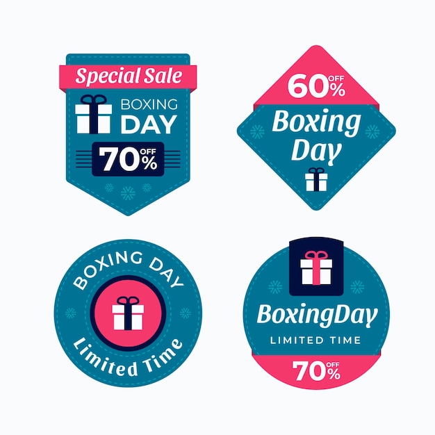 Collezione di badge di vendita di boxe day design piatto