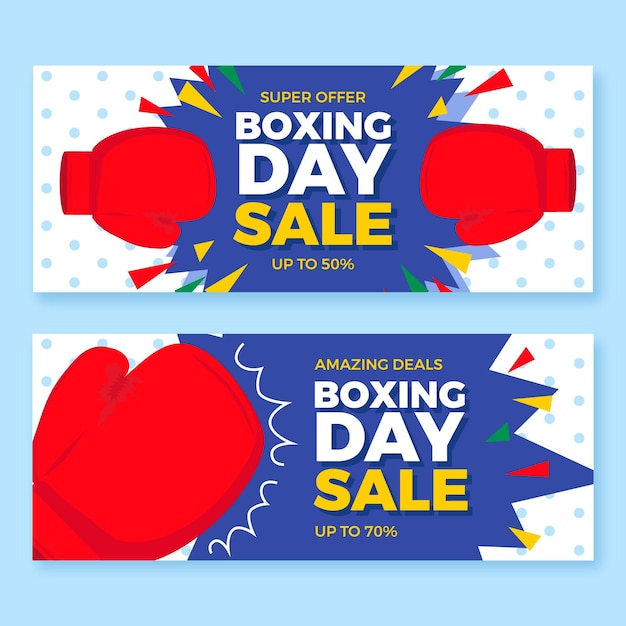 Flat design boxing day sale banners template