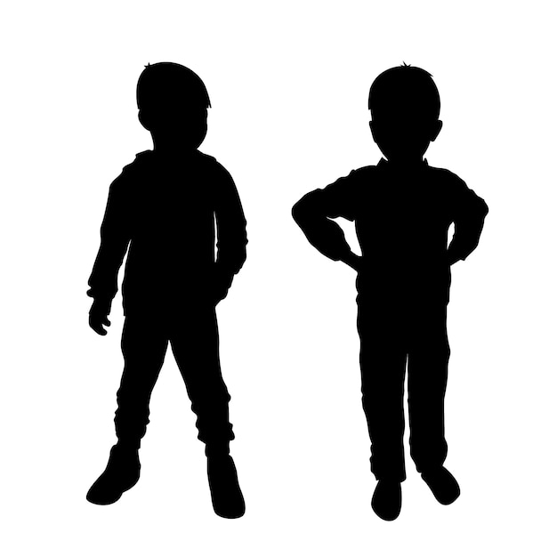 Vector flat design boy silhouette