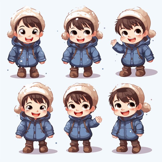 Flat design of boy winter wear